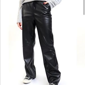 NWOT Vegan Leather Black Loose Pants
